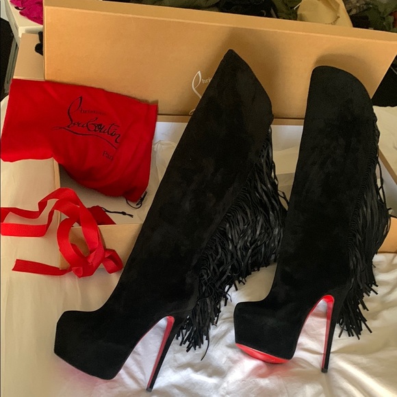 Christian Louboutin Shoes - Christian Louboutin Black Fringe Boots